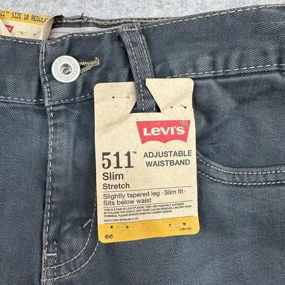 Levi's 511 Jeans Boys 10 Reg (25x25) Gray Slim Fit Adjustable Waist Tapered Leg - Picture 3 of 13